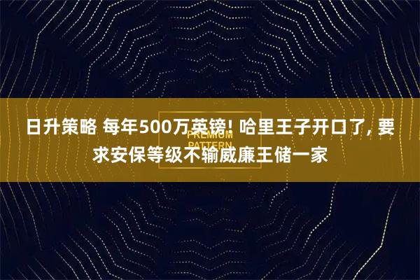 日升策略 每年500万英镑! 哈里王子开口了, 要求安保等级不输威廉王储一家